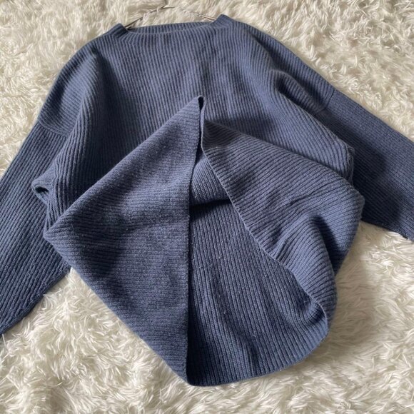 Unive Sweater Wool Blend Washable Raccoon Ribbed Pullover Blue - Picture 6 of 6